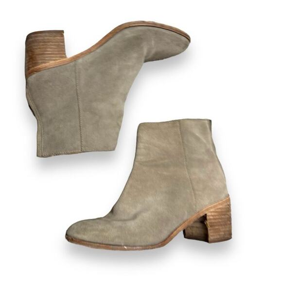 Madewell Pauline Suede Ankle Boots Taupe Women's Size 6.5 Block Heel Booties - Picture 1 of 7